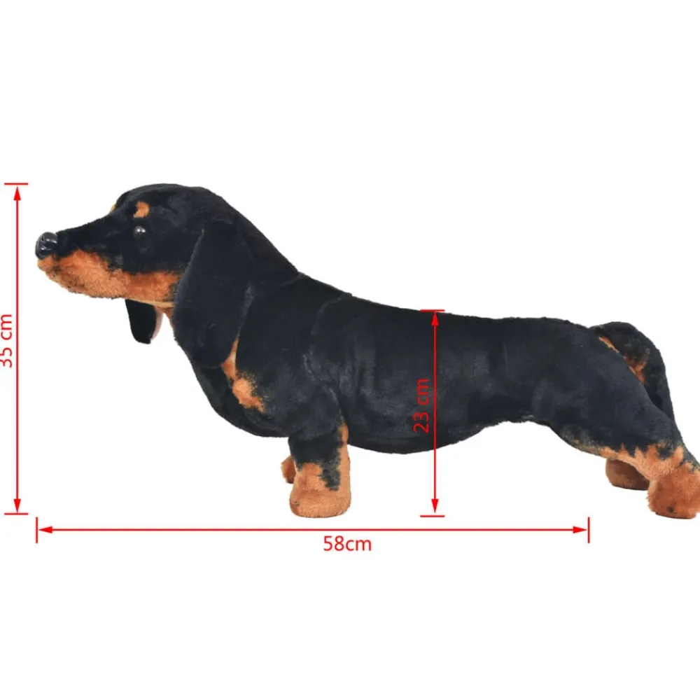 vidaXL Perro teckel de peluche de pie negro XXL