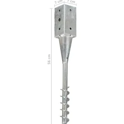 vidaXL Picas de tierra 2 unidades acero galvanizado plateado 7x7x56 cm New
