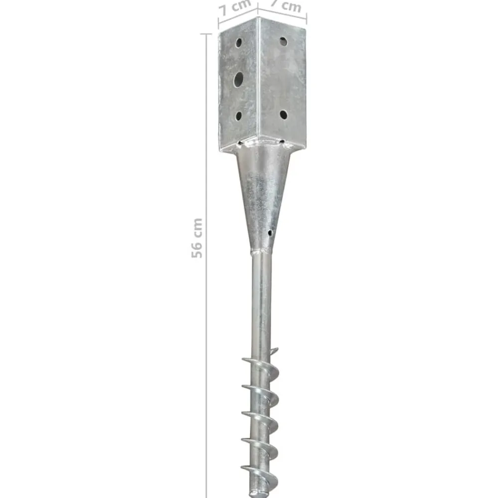 vidaXL Picas de tierra 2 unidades acero galvanizado plateado 7x7x56 cm New