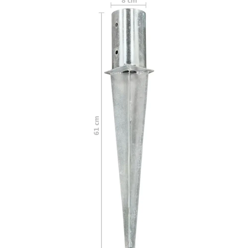 vidaXL Picas de tierra 2 unidades acero galvanizado plateado 8x61 cm Clearance