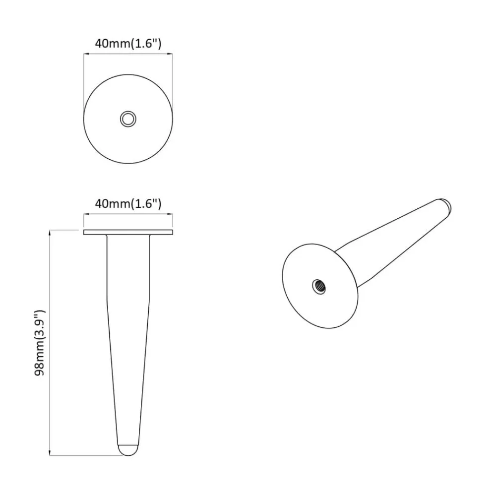 vidaXL Accesorios De Bricolaje-Pies de Soporte 2 pcs Dorado 98 x 40 mm Hierro