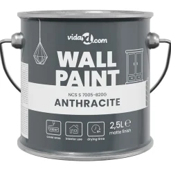 vidaXL Consumibles Para Construcción-Pintura de pared Gris 2,5 L Impresión en pared