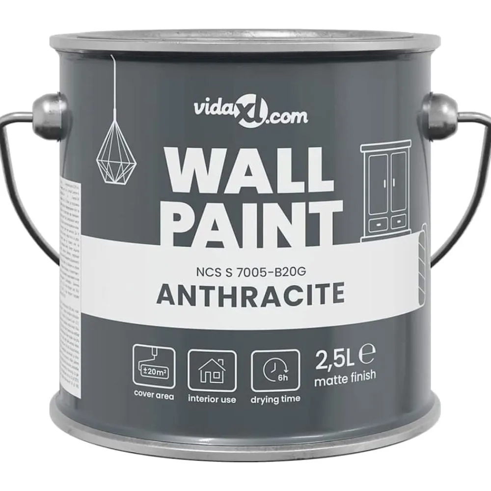 vidaXL Consumibles Para Construcción-Pintura de pared Gris 2,5 L Impresión en pared
