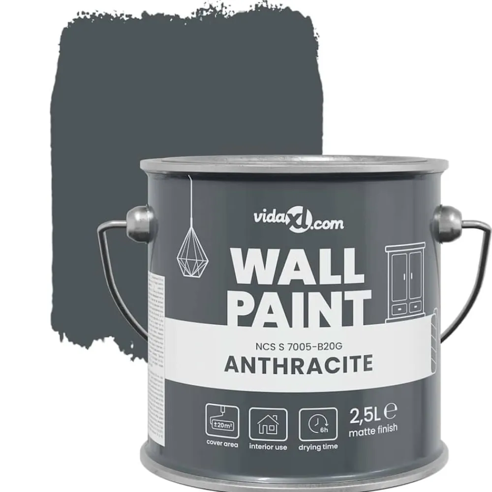 vidaXL Consumibles Para Construcción-Pintura de pared Gris 2,5 L Impresión en pared