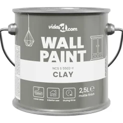 vidaXL Pintura de pared Gris 2,5 L Impresión en pared Arcilla Outlet
