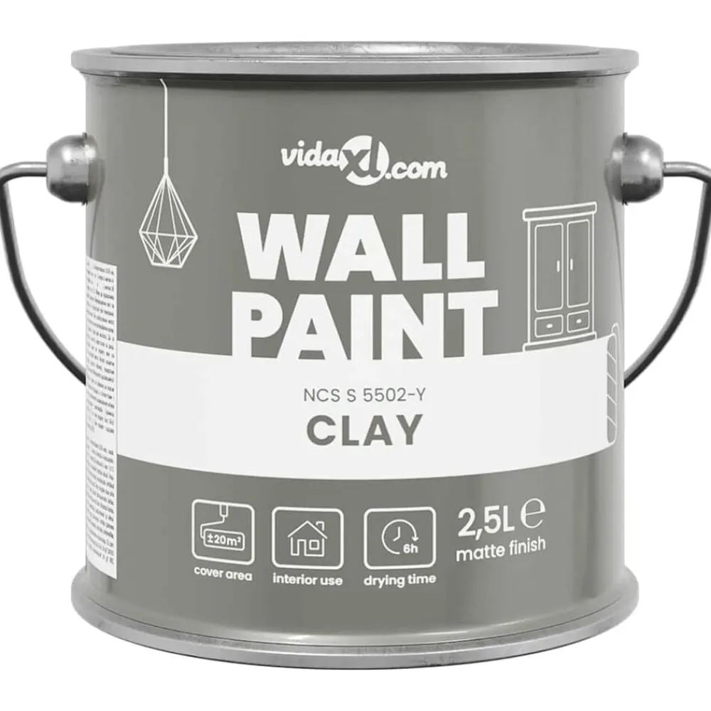vidaXL Pintura de pared Gris 2,5 L Impresión en pared Arcilla Outlet