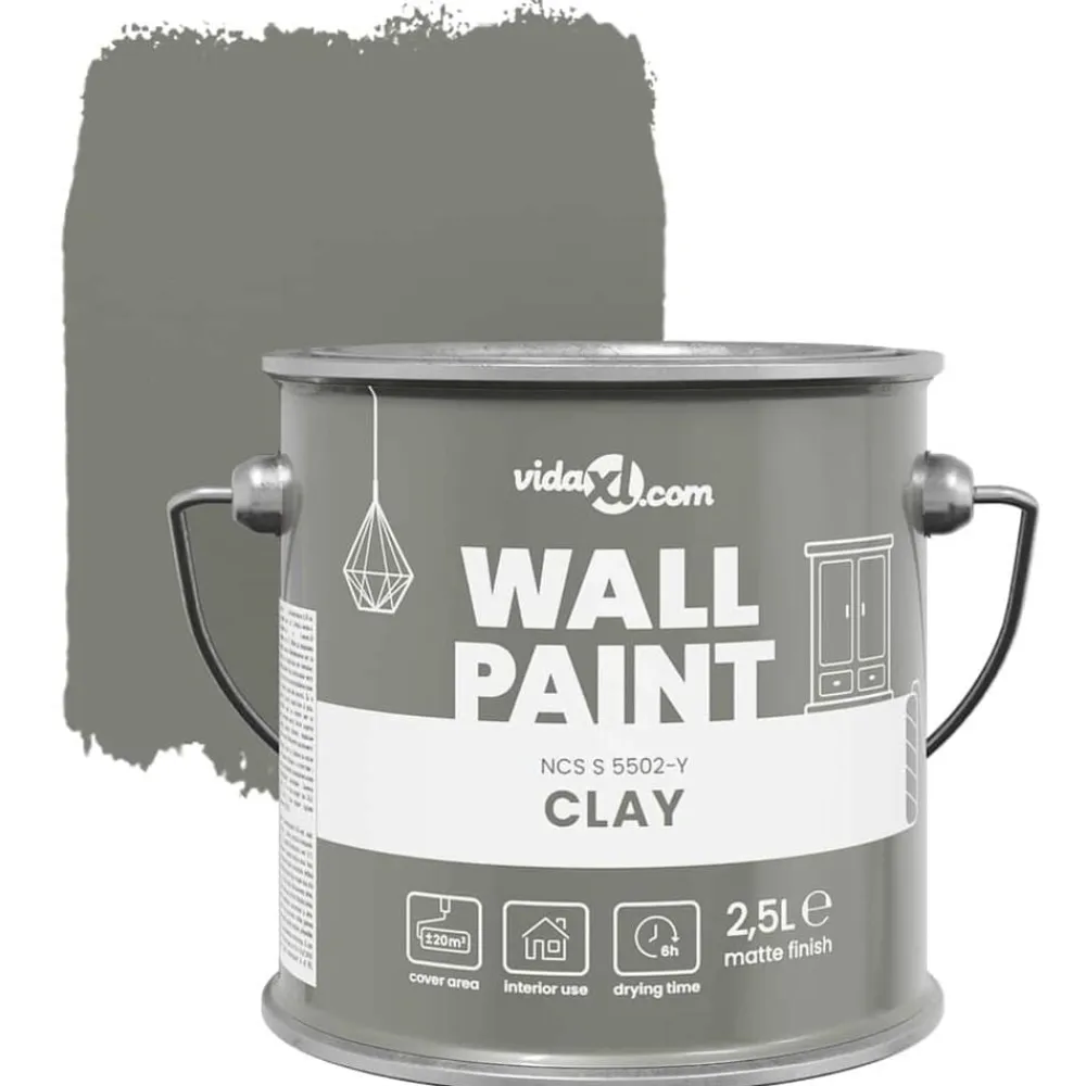vidaXL Pintura de pared Gris 2,5 L Impresión en pared Arcilla Outlet