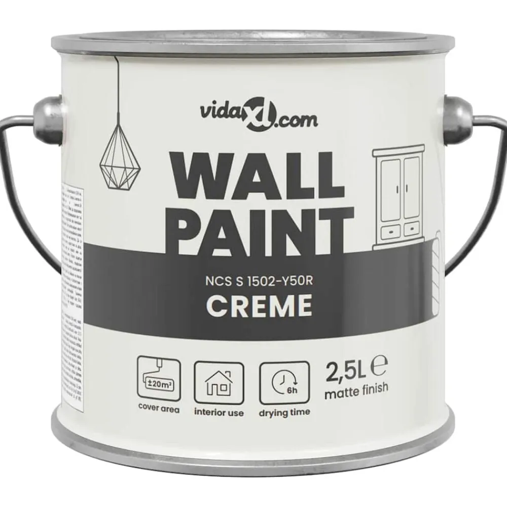 vidaXL Pintura de pared Marrón 2,5 L Impresión en pared Crema