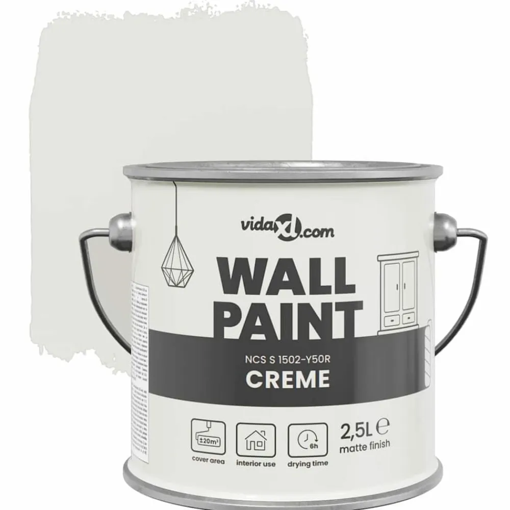 vidaXL Pintura de pared Marrón 2,5 L Impresión en pared Crema