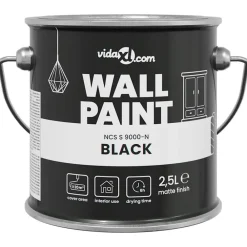vidaXL Pintura de pared 2,5 L Impresión en pared Negro Outlet
