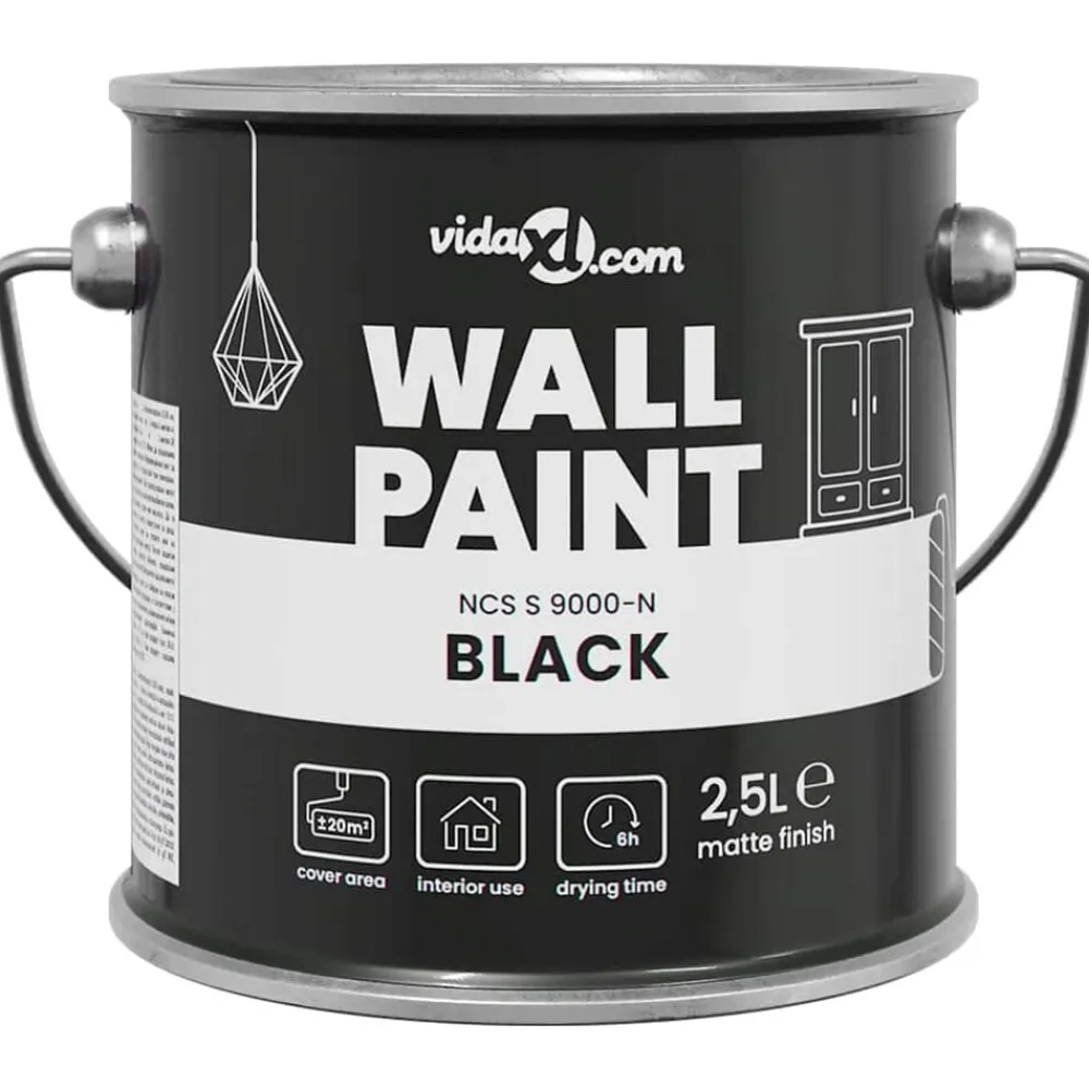 vidaXL Pintura de pared 2,5 L Impresión en pared Negro Outlet
