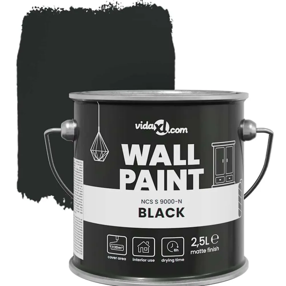 vidaXL Pintura de pared 2,5 L Impresión en pared Negro Outlet
