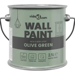 vidaXL Pintura de pared Verde 2,5 L Impresión en pared Verde oliva New
