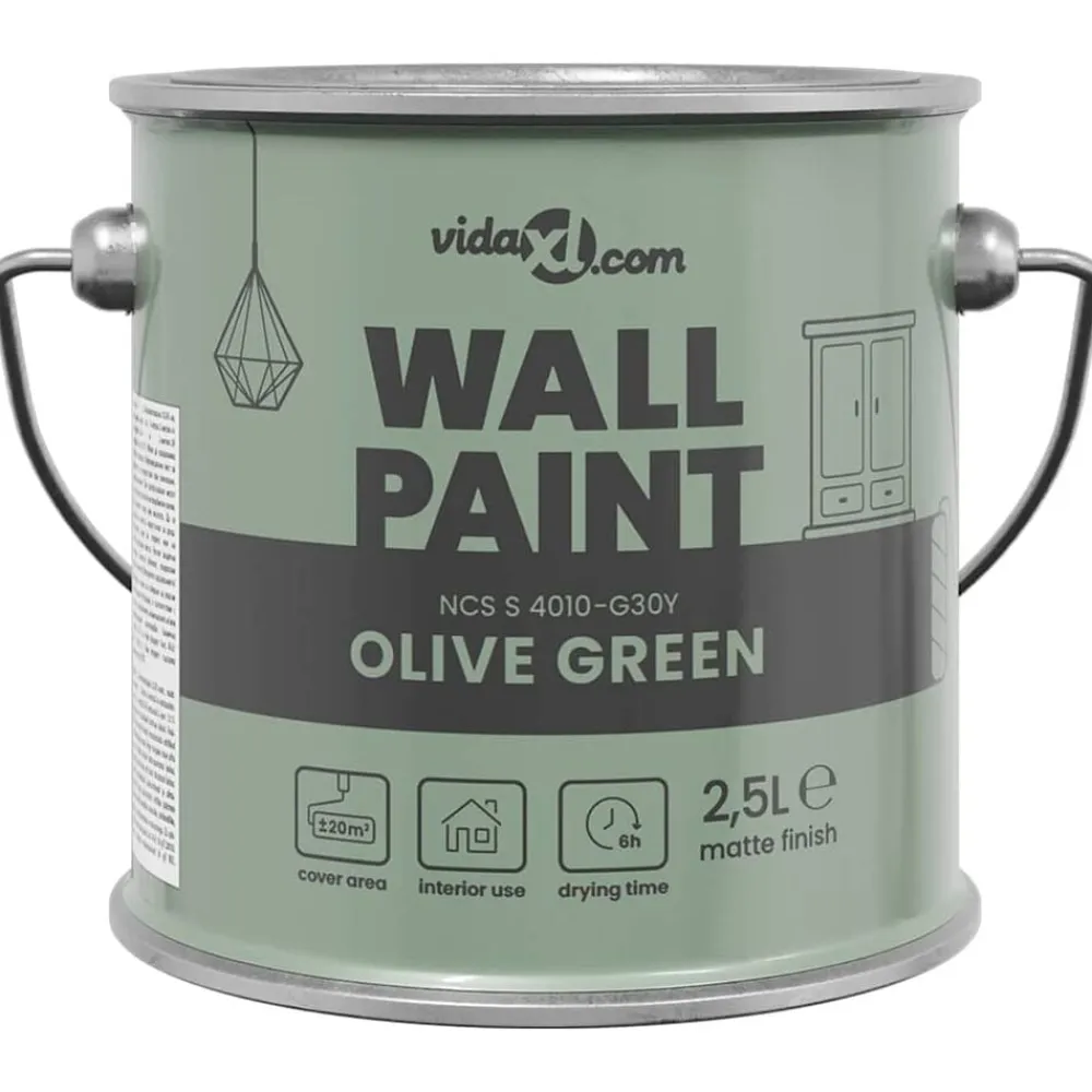 vidaXL Pintura de pared Verde 2,5 L Impresión en pared Verde oliva New
