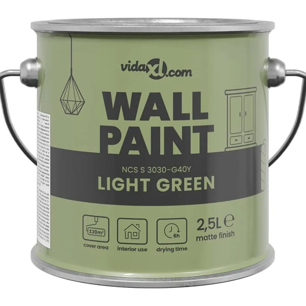 vidaXL Consumibles Para Construcción-Pintura de pared Verde 2,5 L Impresión en pared