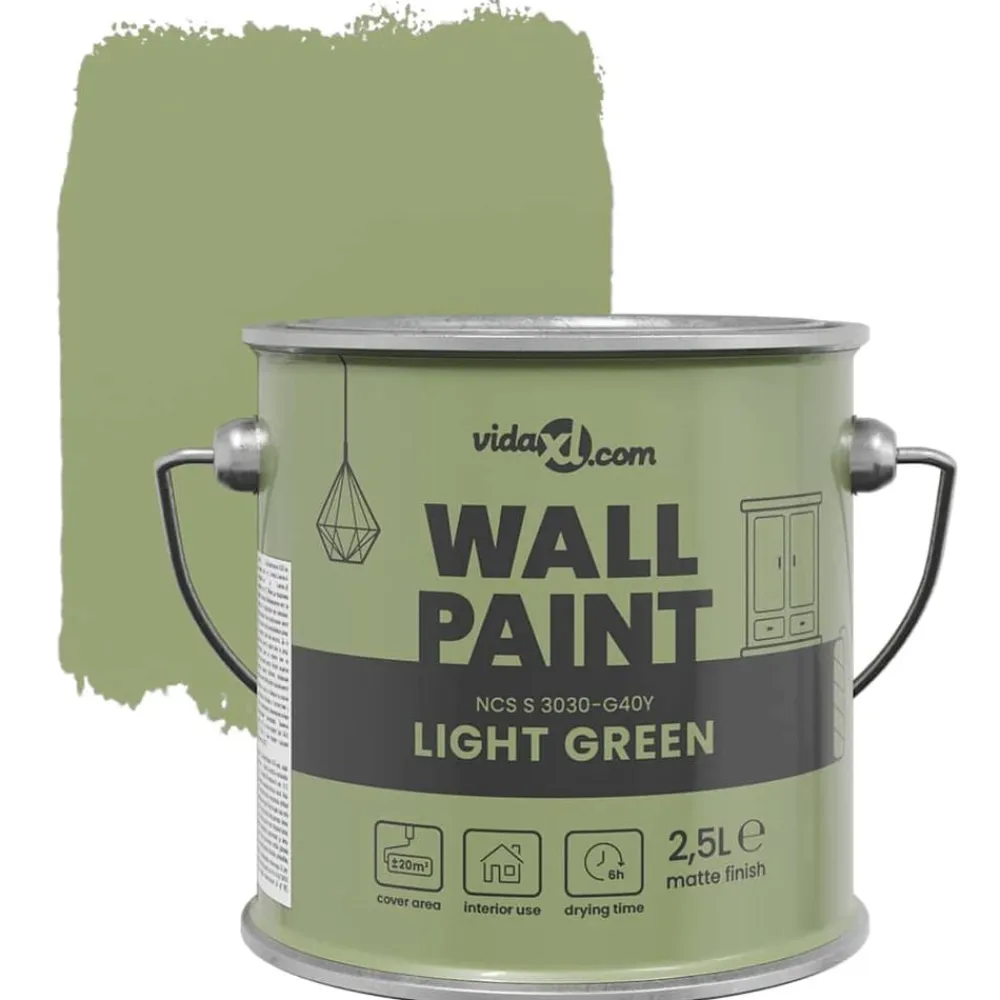 vidaXL Consumibles Para Construcción-Pintura de pared Verde 2,5 L Impresión en pared