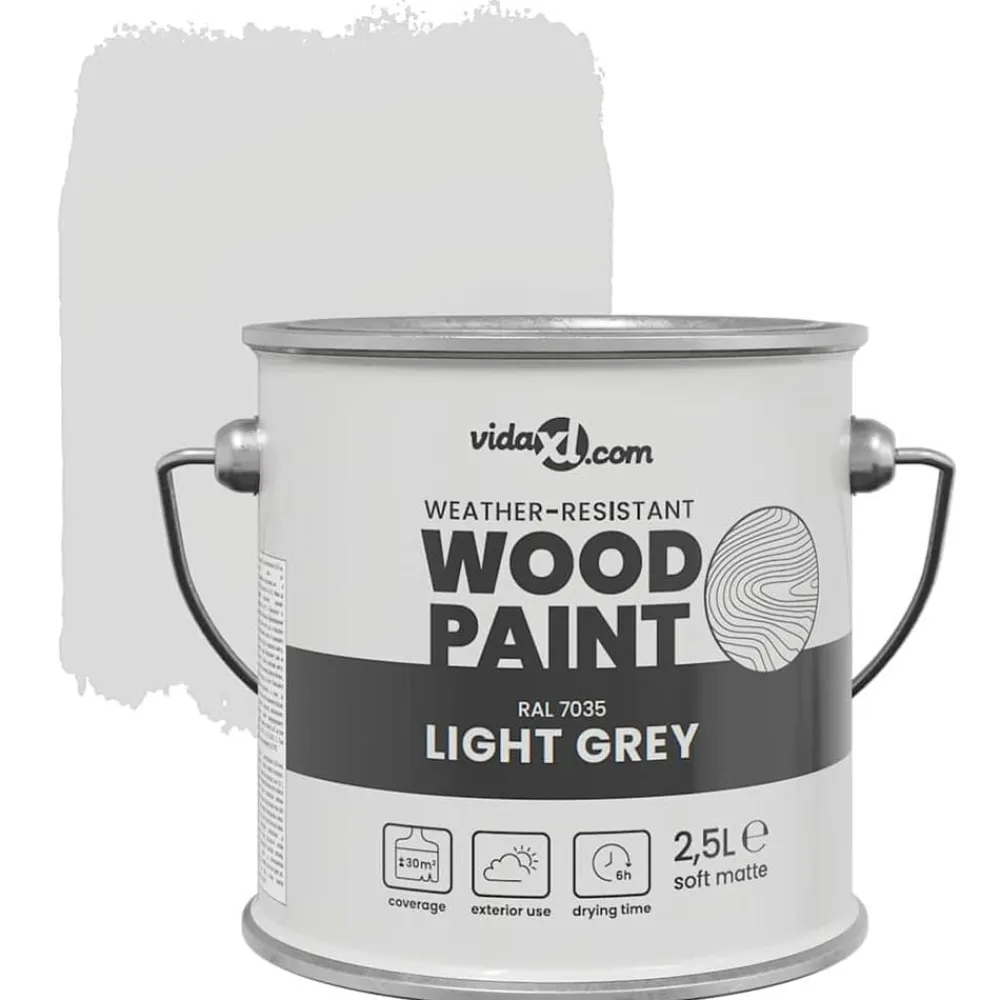 vidaXL Consumibles Para Construcción-Pintura para madera Gris 2,5 L Impresión en pared