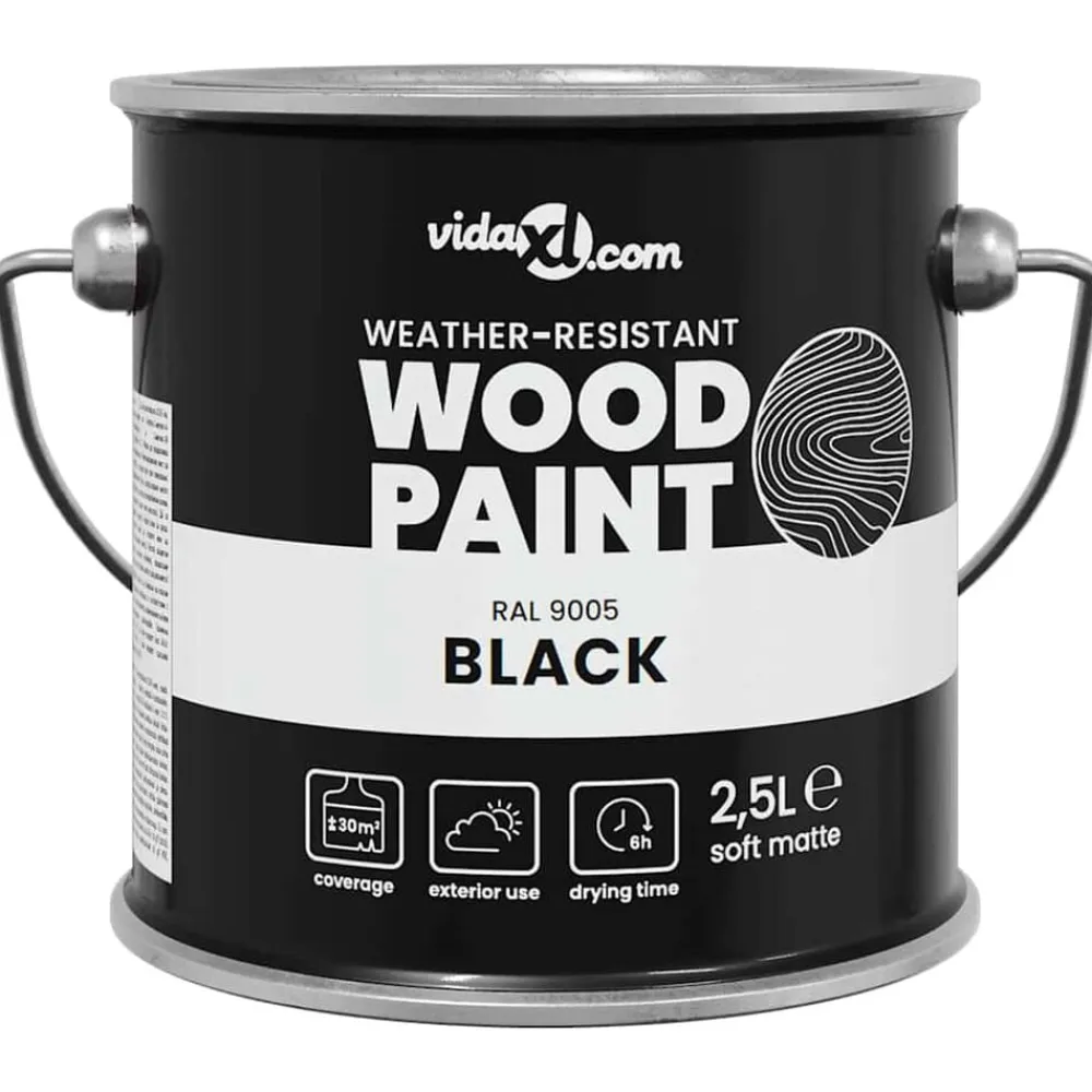 vidaXL Pintura para madera 2,5 L Impresión en pared Negro
