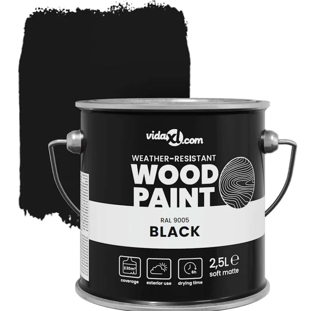 vidaXL Pintura para madera 2,5 L Impresión en pared Negro