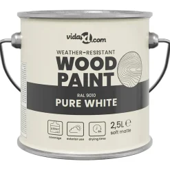 vidaXL Pintura para madera 2,5 L Impresión en pared White Best