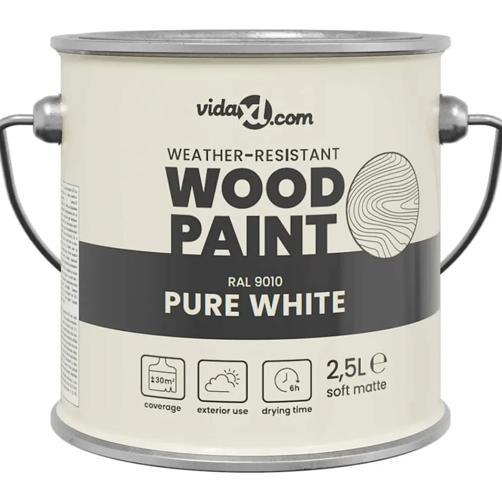vidaXL Pintura para madera 2,5 L Impresión en pared White Best
