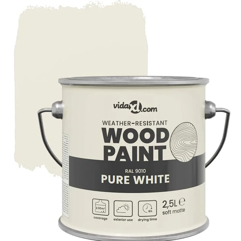 vidaXL Pintura para madera 2,5 L Impresión en pared White Best