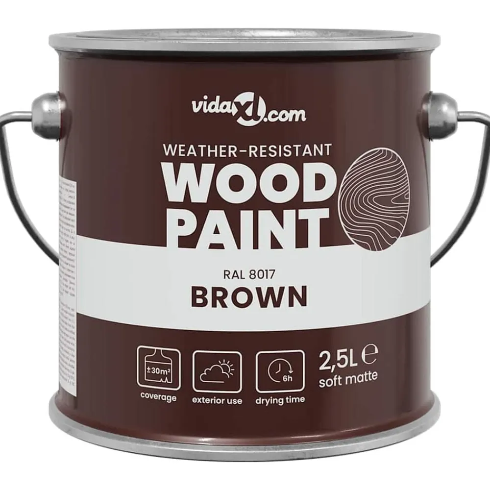 vidaXL Consumibles Para Construcción-Pintura para madera Marrón 2,5 L Impresión en pared
