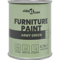 vidaXL Consumibles Para Construcción-Pintura para muebles Verde 0,75 L Impresión en pared