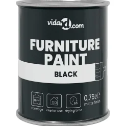 vidaXL Pintura para muebles 0,75 L Impresión en pared Negro Sale