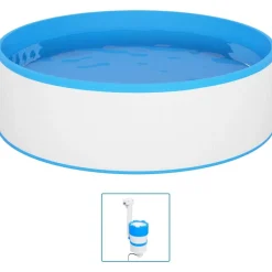 vidaXL Piscina de chapoteo skimmer colgante y bomba 350x90 cm Blanco New