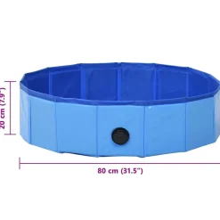vidaXL Piscina para perros plegable PVC 80x20 cm Azul