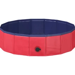 vidaXL Piscina Plegable para Perros y Azul 80 x 80 x 20 cm PVC Rojo Discount