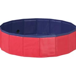 vidaXL Piscina Plegable para Perros y Azul 80 x 80 x 20 cm PVC Rojo Discount