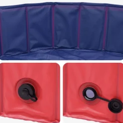 vidaXL Piscina Plegable para Perros y Azul 80 x 80 x 20 cm PVC Rojo Discount