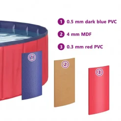 vidaXL Piscina Plegable para Perros y Azul 80 x 80 x 20 cm PVC Rojo Discount