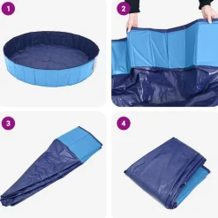vidaXL Piscina Plegable para Perros 80 x 80 x 20 cm PVC Azul Online