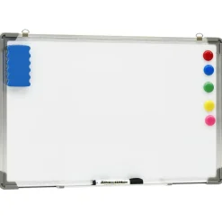 vidaXL Material De Oficina-Pizarra magnética de borrado en seco acero blanco 50x35 cm