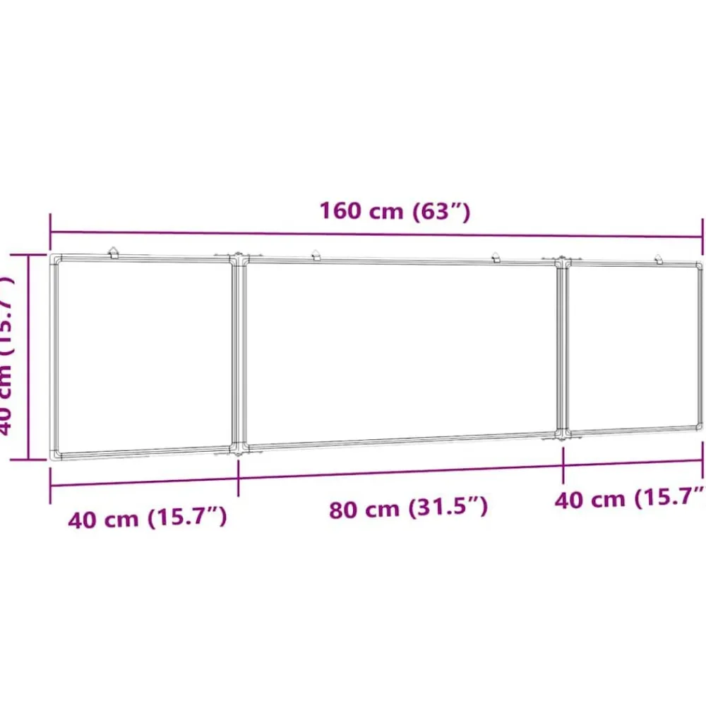 vidaXL Pizarra magnética plegable aluminio 160x40x1,7 cm Best