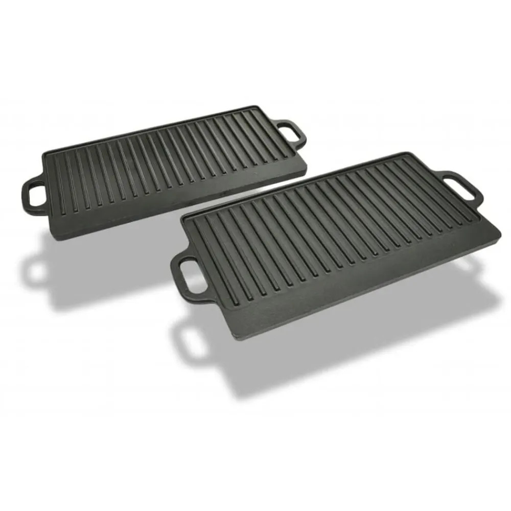 vidaXL Placa parrilla de hierro fundido reversible 38x23cm 2 unidades Clearance
