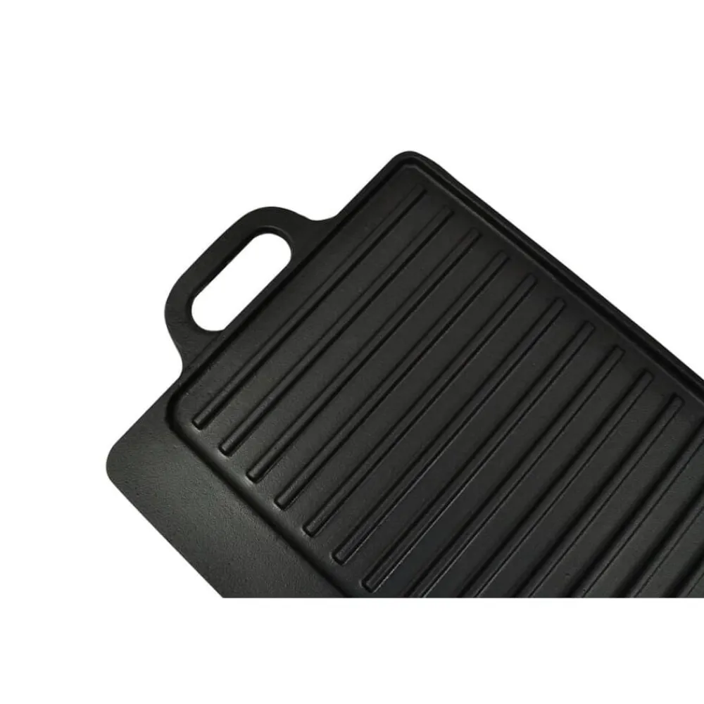 vidaXL Placa parrilla de hierro fundido reversible 38x23cm 2 unidades Clearance