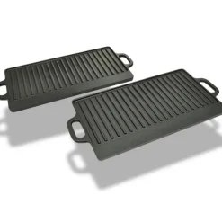 vidaXL Placa parrilla de hierro fundido reversible 38x23cm 2 unidades Clearance