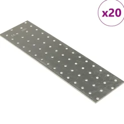 vidaXL Placas perforadas 20 uds acero galvanizado 2 mm 300x80 mm
