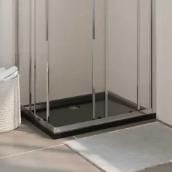 vidaXL Plato de ducha rectangular ABS 70x90 cm Negro Hot