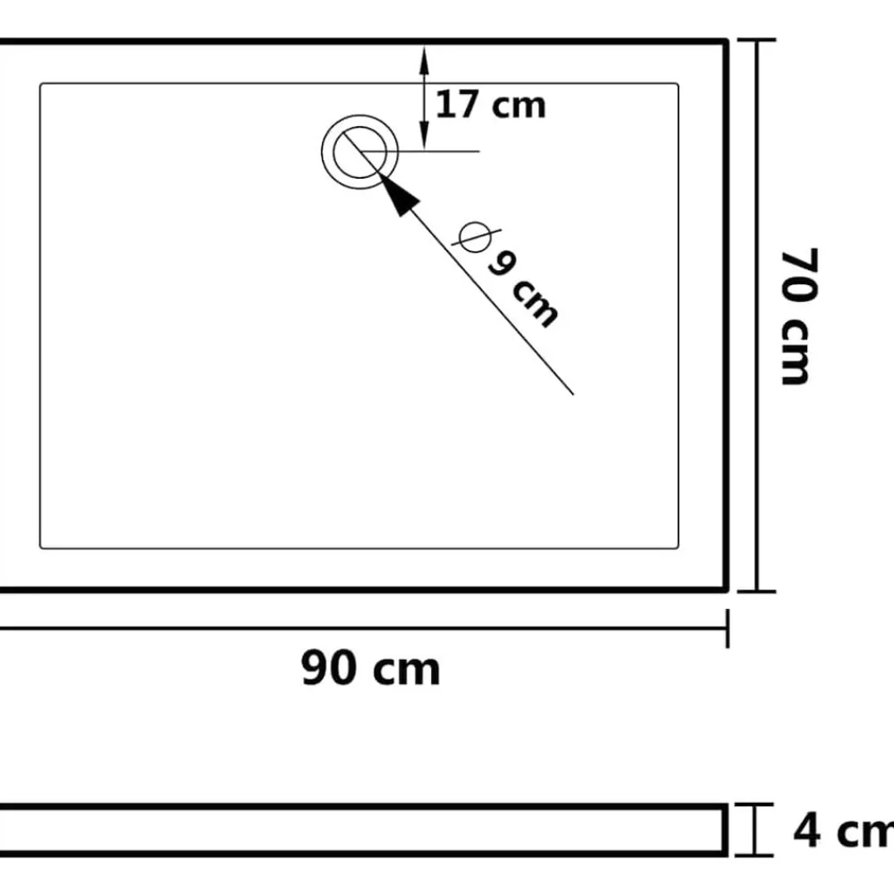 vidaXL Plato de ducha rectangular ABS 70x90 cm Negro Hot