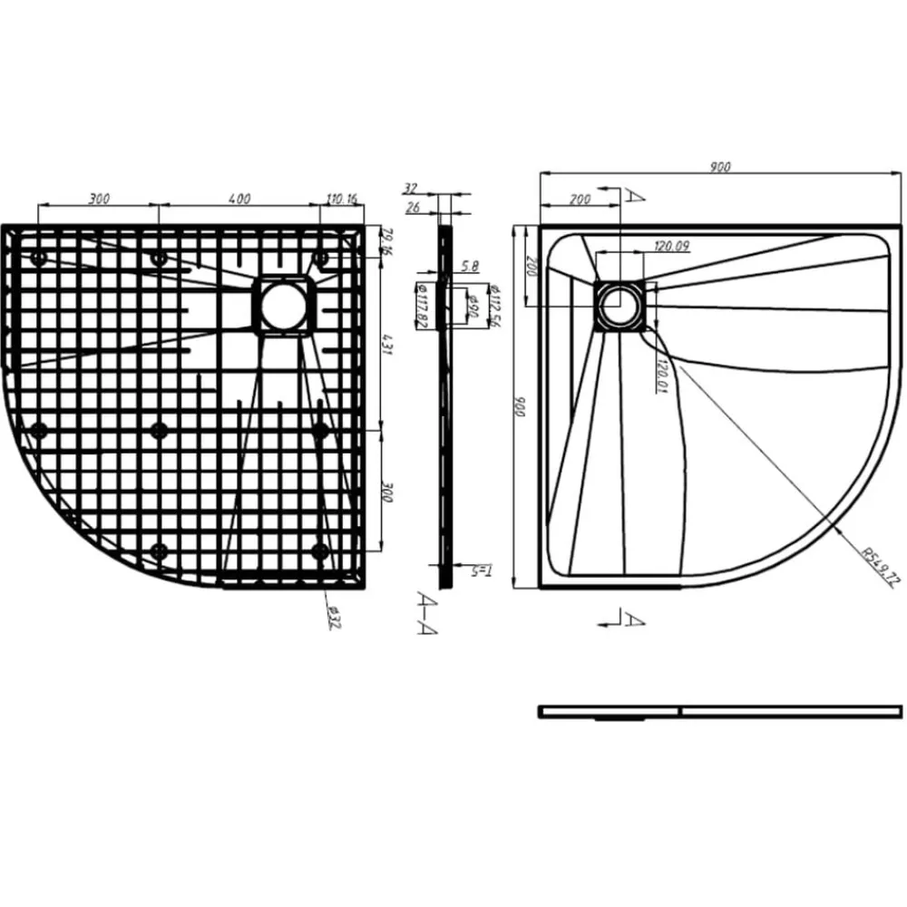 vidaXL Plato de ducha SMC 90x90 cm Blanco Clearance
