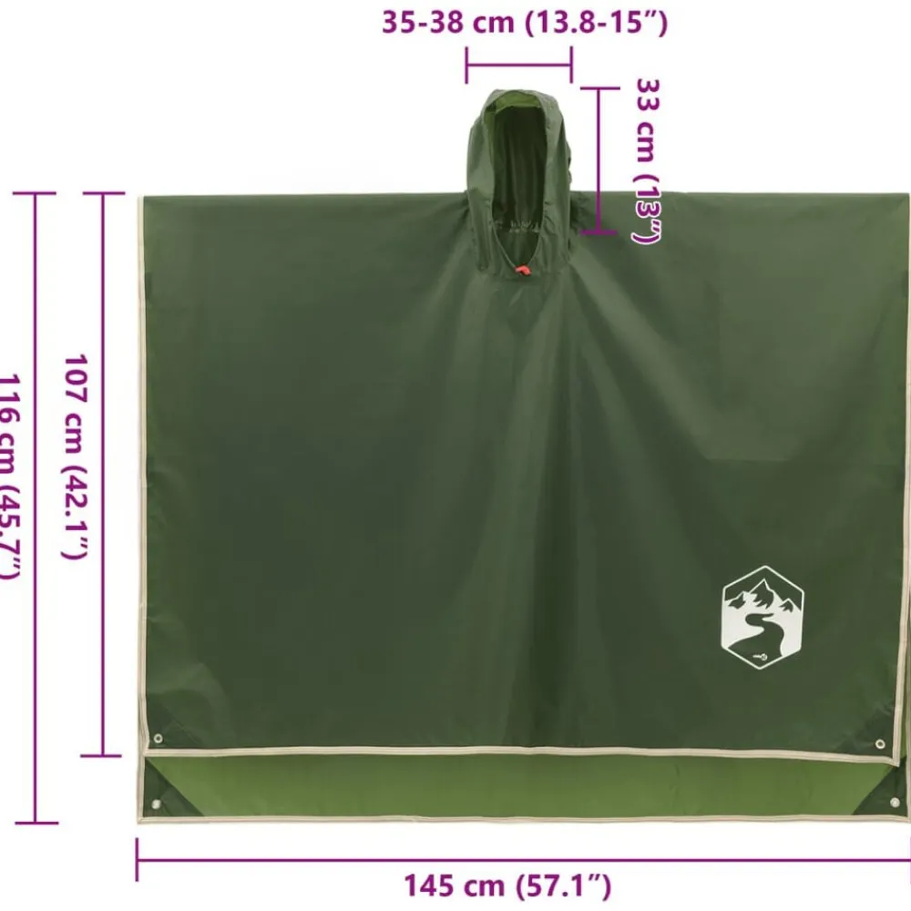 vidaXL Actividades Al Aire Libre-Poncho de lluvia con capucha diseño 2 en 1 223x145 cm