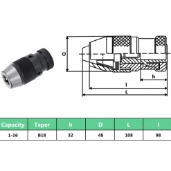 vidaXL Portabrocas de liberación rápida MT2-B18 rango de sujeción 16mm Online