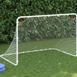 vidaXL Portería de fútbol blanca 122x81x81 cm acero Clearance
