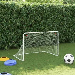 vidaXL Portería de fútbol blanca 122x81x81 cm acero Clearance