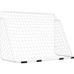 vidaXL Portería de fútbol con red acero blanco 180x90x120 cm Clearance
